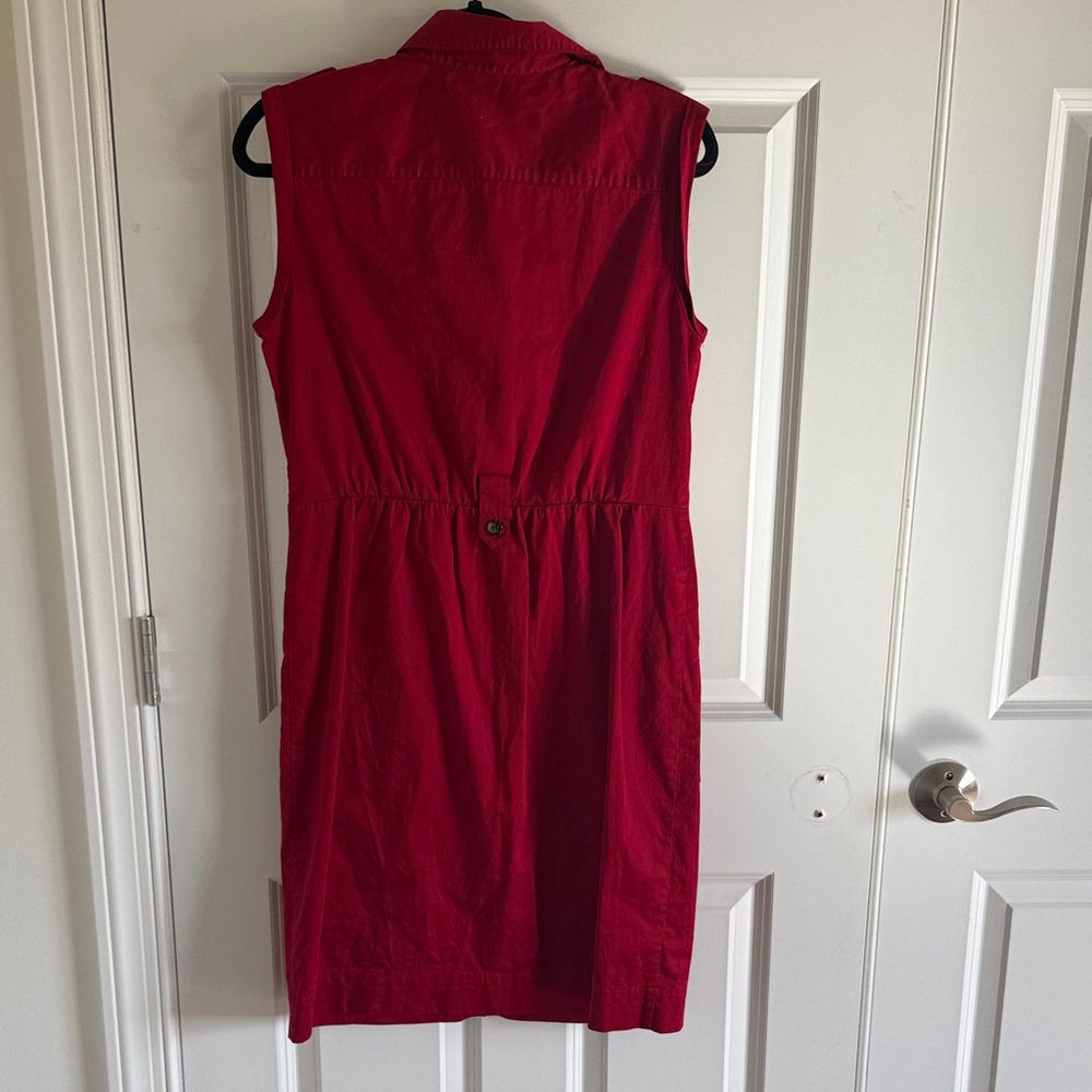 Outback Red Sleeveless Red Button-Up Cotton Safari Dress Size Small NO BELT - Picture 10 of 11